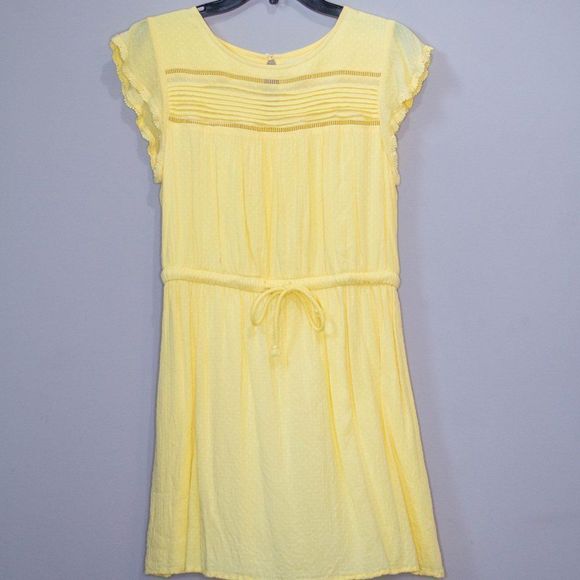 COPPER KEY Lemon Yellow Casual Tie Waist Dress Med - Picture 1 of 10